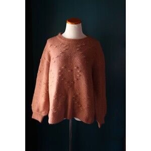 Artistic Works by Lu Heart Pom Poms Boxy Cozy Preppy Textured Knit  Sweater S